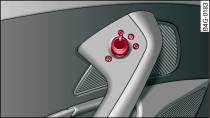 Detail of the driver's door: Adjuster knob